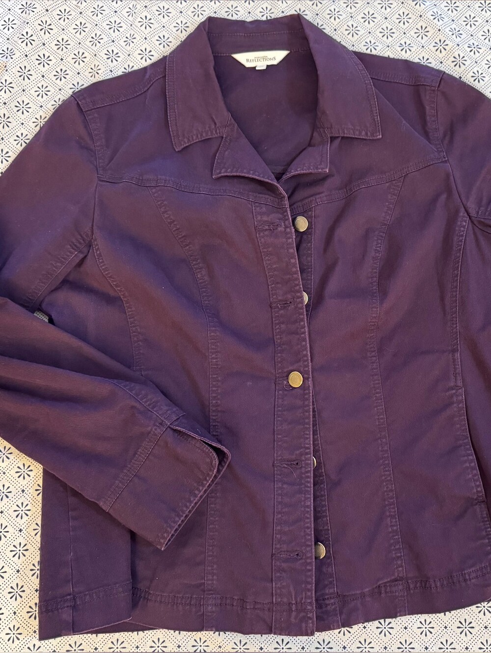 Northern Reflections Purple Button Up Denim Chore Jacket Canvas Cotton XL